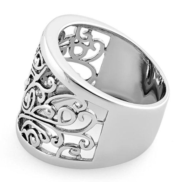 925 STERLING SILVER Vines & Scrolls Band Ring - Picture 14 of 15